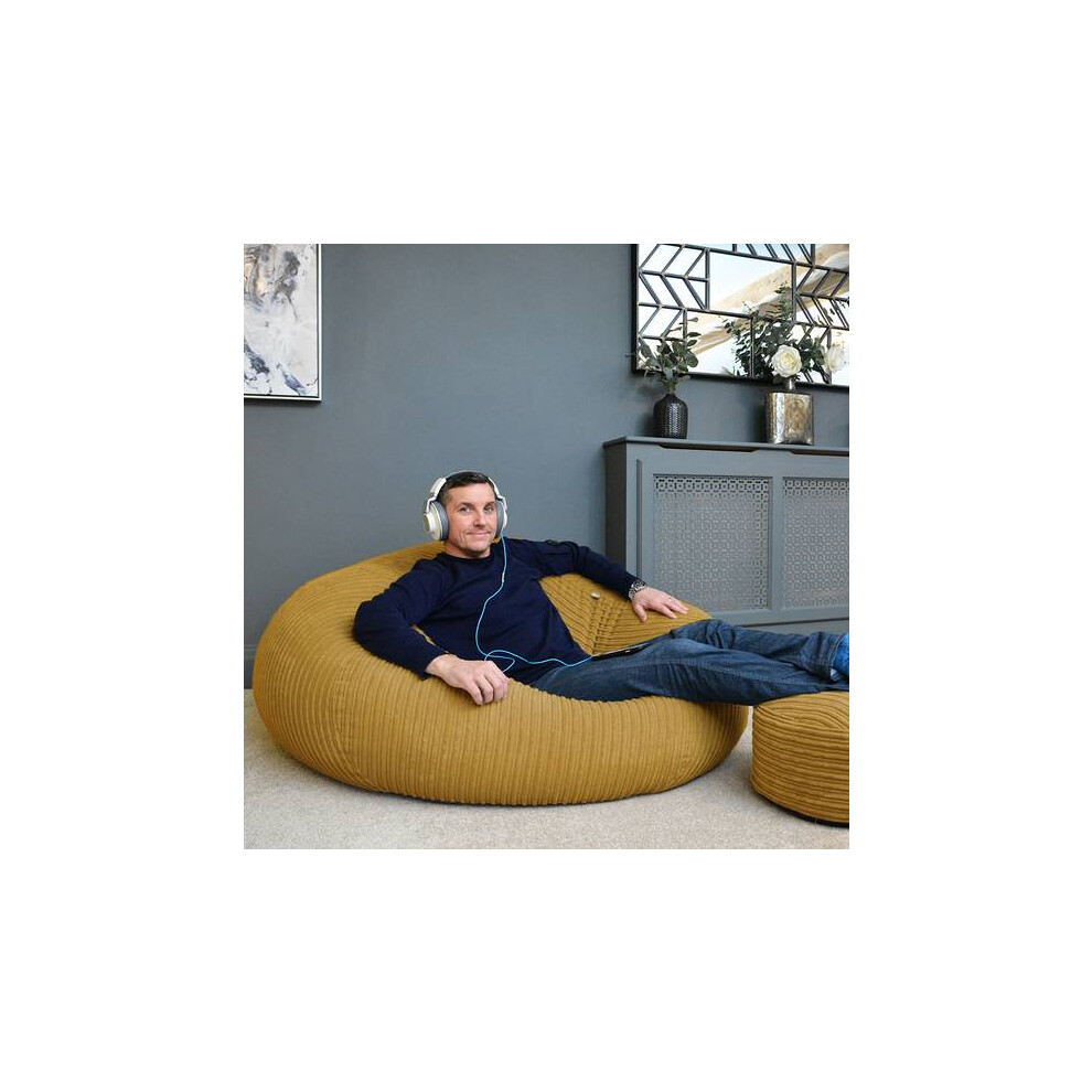 Rucomfy Beanbags (Mustard) Rucomfy Jumbo Cord Goliath - Giant Indoor Bean Bag Chair For Adults