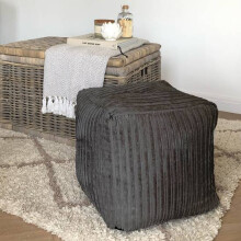 (Slate Grey) rucomfy Indoor Jumbo Cord Bean Bag Footstool - Cube Pouffe