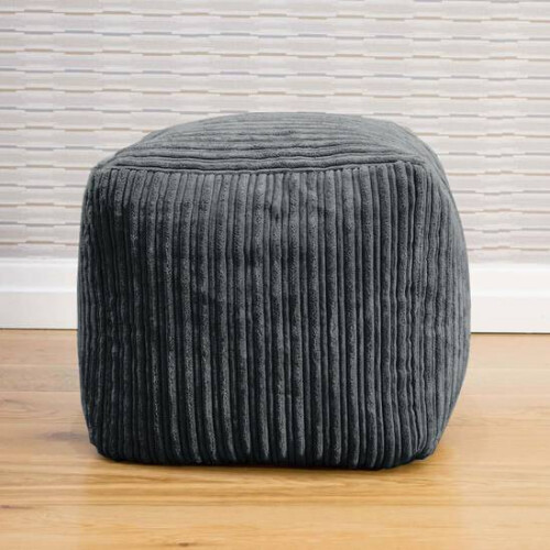 (Slate Grey) rucomfy Indoor Jumbo Cord Bean Bag Footstool - Cube Pouffe 1