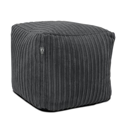 (Slate Grey) rucomfy Indoor Jumbo Cord Bean Bag Footstool - Cube Pouffe 2