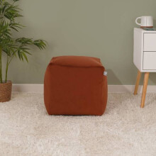 (Rust) rucomfy Velvet Cube Bean Bag Pouffe - Soft Stylish Footstool