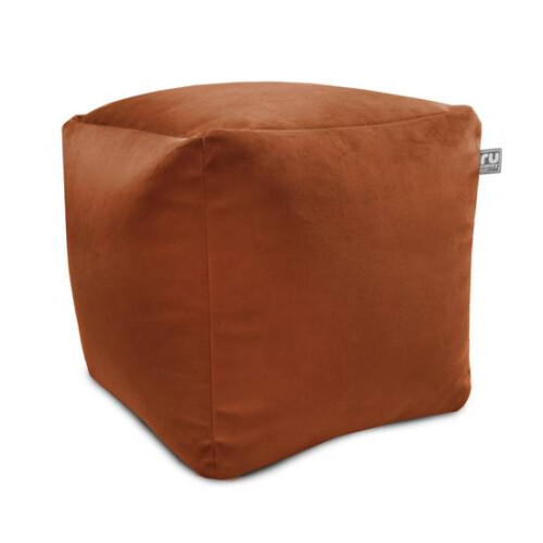 (Rust) rucomfy Velvet Cube Bean Bag Pouffe - Soft Stylish Footstool 1