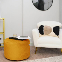 (Mustard) rucomfy Velvet Pouffe - Indoor Bean Bag Footstool
