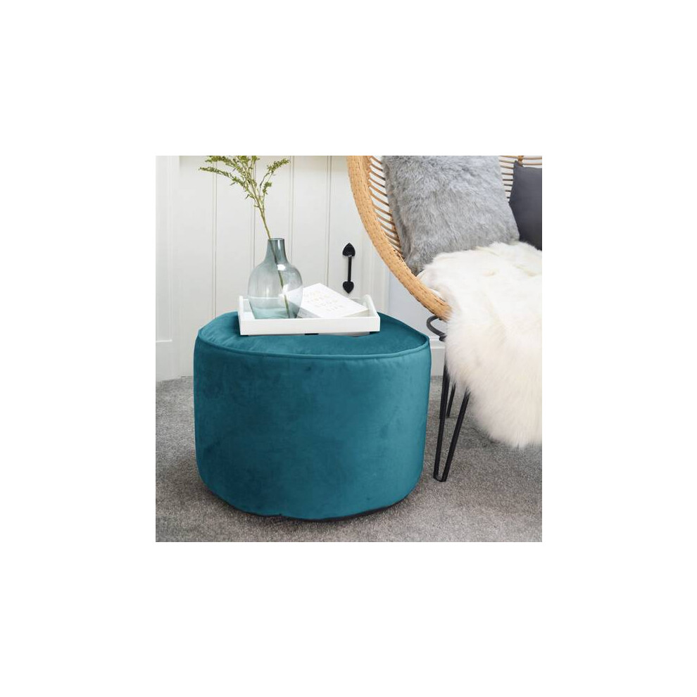 Rucomfy Beanbags (Teal) Rucomfy Velvet Pouffe - Indoor Bean Bag Footstool