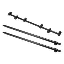 Teleskop-Angelbankstick, verstellbare Rutenhalterung mit Bissanzeiger, vielseitiger Aufhängung und Tragetasche, Schwarz, 2-teilig.