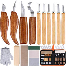 (26PCS Wood Carving Tools) 26-in-1 Wood Carving Kit with Detail Wood Carving Knife, Whittling Knife, Wood Chisel Knife, Gloves