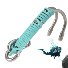Double Grip Drift Hook Diving Hook with Rope, Stainless Steel Reef Hook Safety Rope Telescopic Spring Rope Hook, Safety on Drift, Hook D Skyy Blue