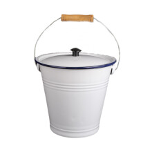 Enamel Bucket with Lid 9L Large Ice Water Storage for Kitchen Camping Outdoor Use