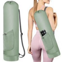 Yoga Mat Bag with Water Bottle, Full Zipper, Adjustable Strap, Yoga Mat Holder with Pocket, Yoga Bags for Men and Women Green