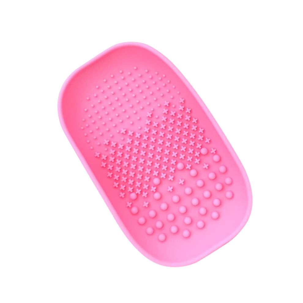 Makeup Brush Cleaner Silicone Cleaning Pad Handheld Scrubber Easy Clean Compact Size Pink
