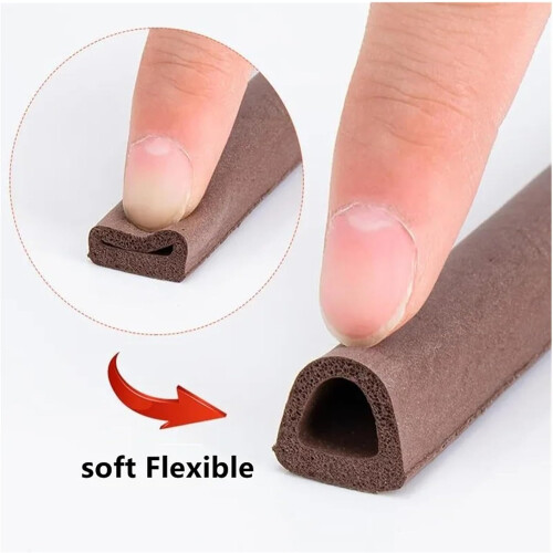 selfadhesive type D sealing strip for doors, windows, soundproof (BlackE, 5m) 2