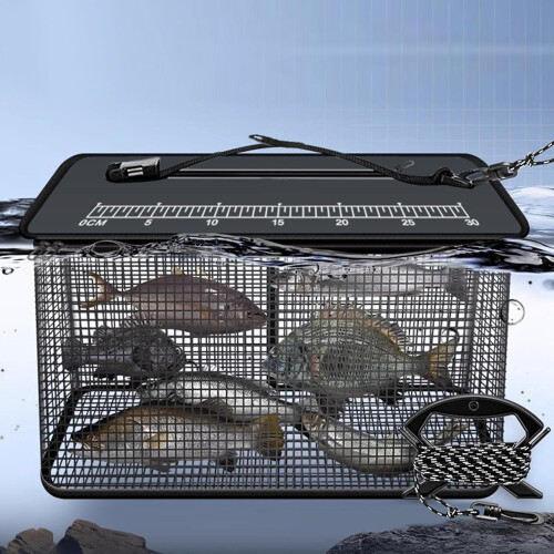 Angelkorb, 47L fish holder basket, foldable drop container with antislip rope 1