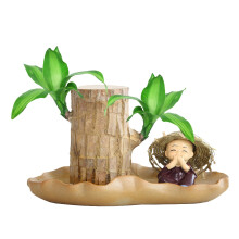 Brazilian Wooden Mini Plant Stump Decor Indoor Plant With Roots Waterrooted Happy Green Tabletop Display For Desk Edge