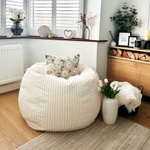 (Ivory) rucomfy Jumbo Cord Slouchbag - Indoor Classic Bean Bag for Adults