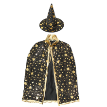 Trollkarlsmantel för barn, lätt att bära, häxtrollkarldräkt med böljande mantel och matchande hatt, unisex barntrollkarldräkt för Halloween