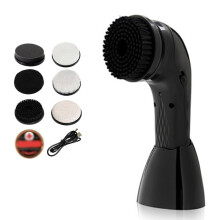 Electric Shoe Polisher Brush with 6 Replaceable Heads USB Rechargeable for Leather Shoes Boots Bags