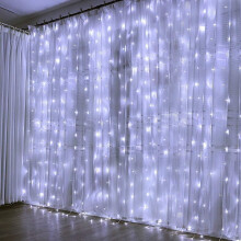 Modi und einfache Bedienung, 3 m x 3 m große, USB-betriebene Lichterkette mit 300 LEDs, wasserdicht für die Weihnachts- und Hochzeitsdekoration im