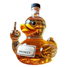 Funny Duck Whiskey Decanter with Middle Finger Design, 10oz  Glass Liquor Bottle for Home Bar