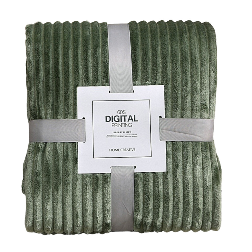 Striped Flannel Blankets For Beds Solid Color-S Grass Green