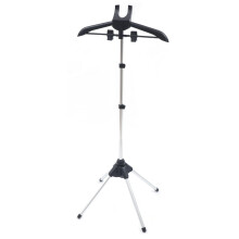 Clothes Steamer Holder with Adjustable Height, Foldable Hanging Ironing Rack for Travel Home RV Black