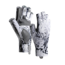 Guantes deportivos para exteriores con protección solar, transpirables y resistentes a la abrasión, diseño sin dedos, cuero sintético