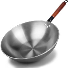 Iron Wok 32cm Handmade Carbon Steel with Ergonomic CoolTouch Detachable Handle for Gas Stove