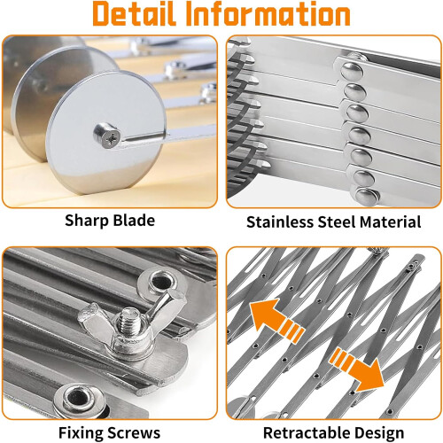 7 Wheels Stainless Steel Dough Cutter, Adjustable Kitchen Baking Pizza Cutter 1