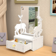 1Pc Desktop Makeup Mirror with Drawer and Adjustable Design for Women