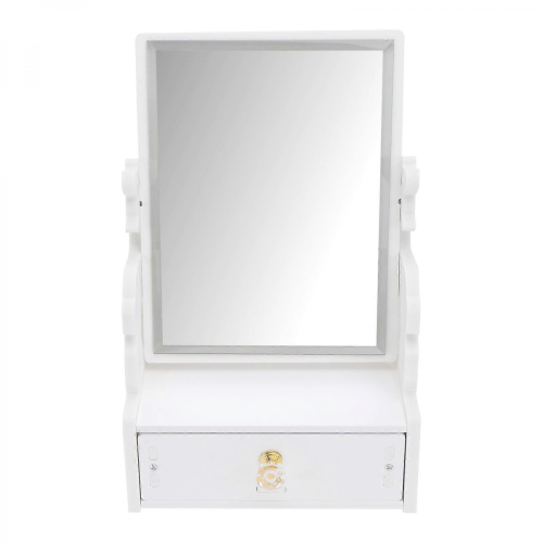 1Pc Desktop Makeup Mirror with Drawer and Adjustable Design for Women 1