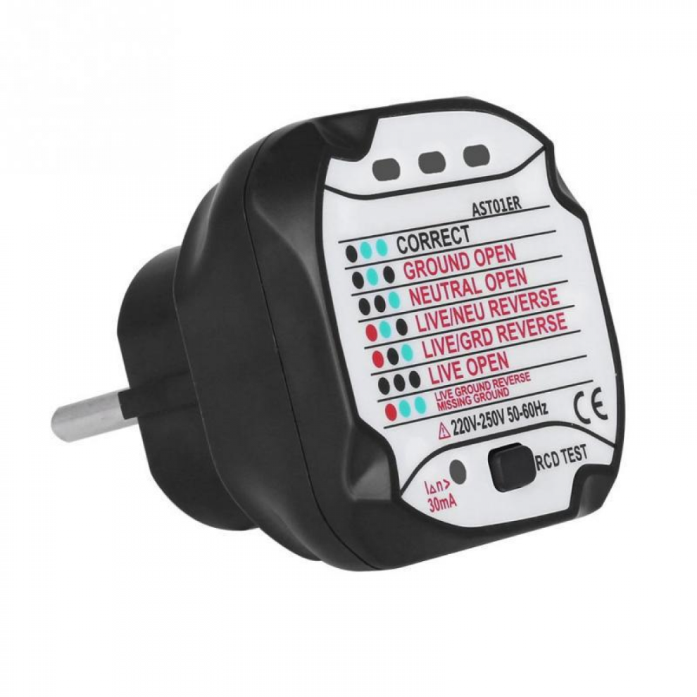 Compatible With Bside Ast01 Plug Power Tester - Ground Wire Polarity Socket Tester, Electrical Outlet Detector 9408048845163
