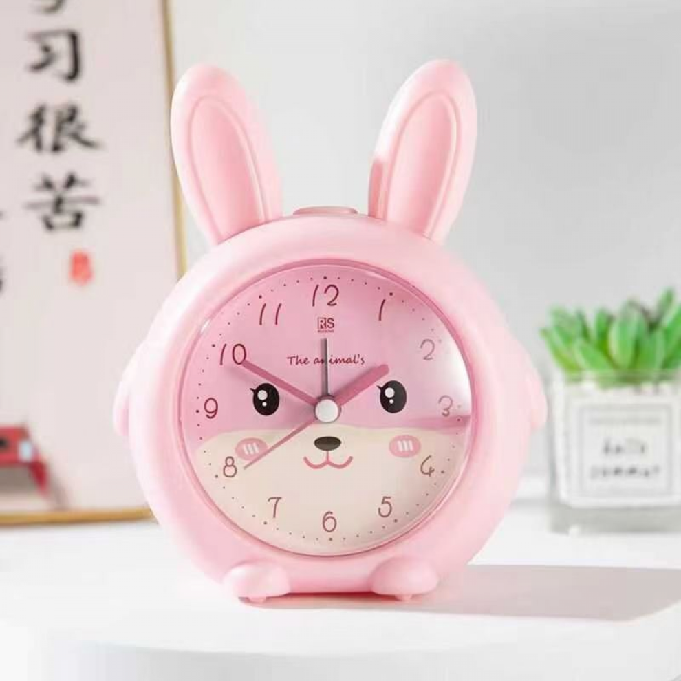 Silent Kids Alarm Clock With For Girls, Rabbit Design Non-Ticking Student Clock Light