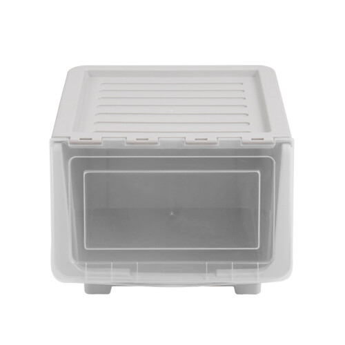 Living And Home Stackable Plastic Storage Box with Lid and Wheels, Grey 2