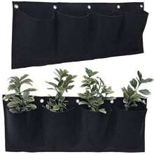 4-Pocket Wall-Mounted Felt Plant Bags - Vertical Garden Planters, Hanging Grow Bags for Balcony Green Wall