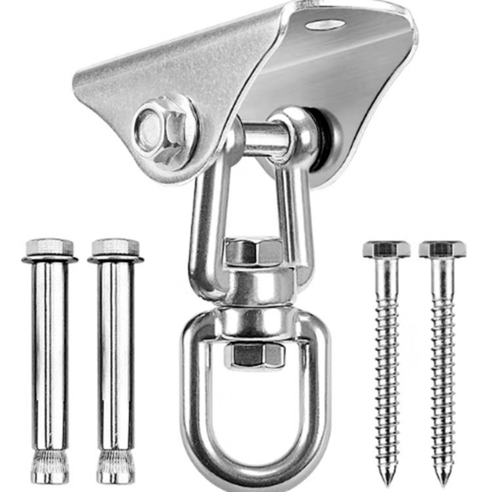 450Kg Capacity Stainless Steel 360 Rotating Ceiling Hook Swing, Swing Hook, Suspension Hook With Screw For Concrete Wood Sets Playground Porch Seat 9408048845026