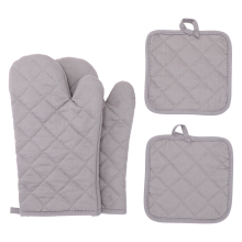 Oven Mitts Heat Resistant Set 4 Pieces 500F High Temperature Resistant 12 Inch Cotton Gloves Pot Holders