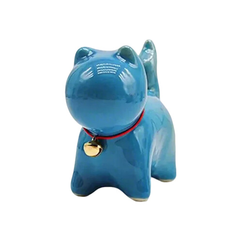 Delightful Ceramic Kitten Accent Figurine Desk-Sea blue