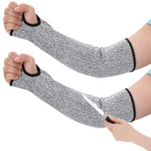 Cut Resistant Arm Sleeves with Thumb Hole for Men and Women, Protective Guards for Work, Gardening, Kitchen, Farming, 1 Pair