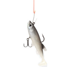 Amo piumato, esca morbida in plastica con testa concava per la pesca in acqua dolce e salata.