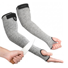 Cut Resistant Arm Sleeves with Thumbhole for Gardening, Bruising Protection, Adjustable Fit, 18' Grey (1 Pair)