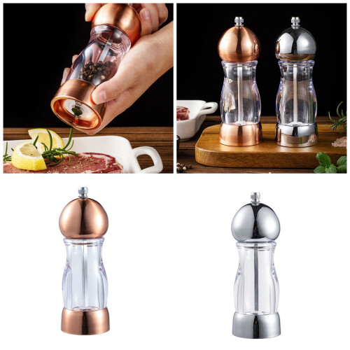 Manual Plastic Grinder Convenient Salt and Peppers Mill-Silver 1