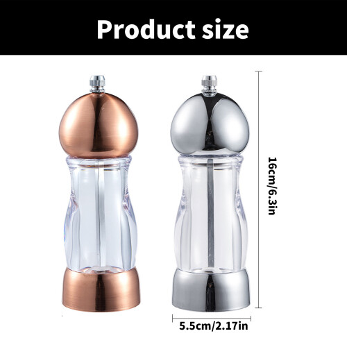 Manual Plastic Grinder Convenient Salt and Peppers Mill-Silver 2