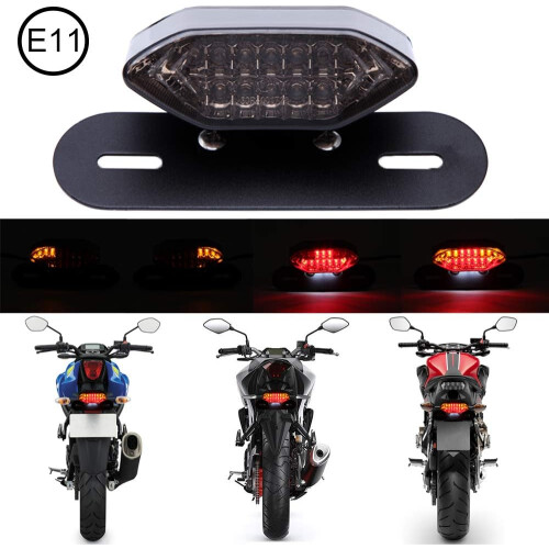 Φως φρένων μοτοσικλέτας LED 12V: Universal Fit, Πλήρης με βάση πινακίδας κυκλοφορίας