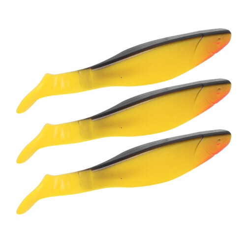 Isca artificial de plástico macio, tipo swimbait com cauda em formato de remo e movimentos de natação autênticos. Resistente e prática para 1