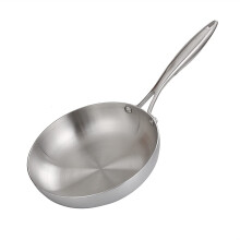 304 Stainless Steel Wok Frying Pan with Flat Bottom for Induction and Gas Cooking (30cm, 26cm)