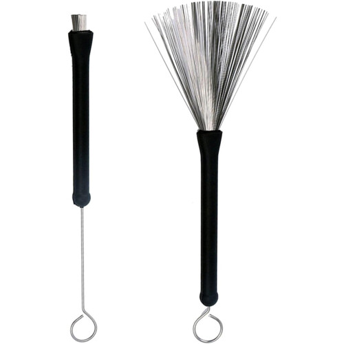 2 Pack Nylon Wire Drum Brushes for Percussion Snare Jazz Drum Sticks Red Handle 1