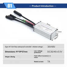 EBike Controller KT-14A 36/48V 6 Tube Sine Wave Controller Waterproof Plug for Ebike Motor Conversion for KT LCD Display