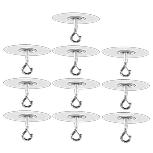 10Pcs Adhesive Ceiling Hooks for Popcorn Concrete Textured Ceiling Wall Surface, No Drilling Self Adhesive Ceiling Hooks