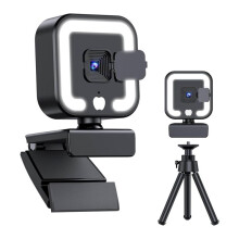 4K Webcam with Microphone and Fill Light, HD Autofocus Computer Camera for Pc Laptop Desktop Video Calling