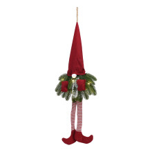 Corona de gnomos de agujas de pino, letrero navideño iluminado con LED con decoración tradicional sueca de Tomte para el país de las maravillas