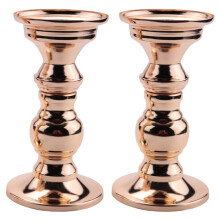 Set of 2 Candlestick Metal Pillar Candle Holders, Wedding Centerpieces Candlestick Holders for Candles Stand Gold